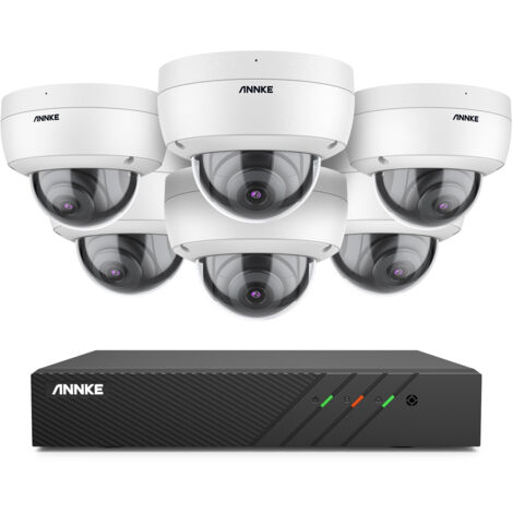 ANNKE 5MP 8 Channel PoE Security System with 6 Dome Cameras, Built-in Mic & SD Card Slot, RTSP Supported,Works with Alexa - NO HDD (1/5)