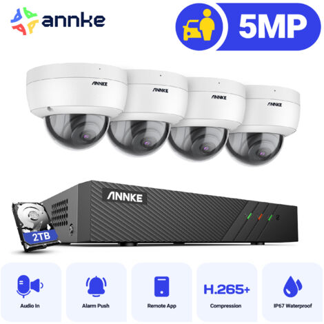 ANNKE 5MP 8 Channel PoE Security System with 4 Dome Cameras,EXIR 2.0 Night Vision,RTSP Supported - 2TB HDD (1/5)