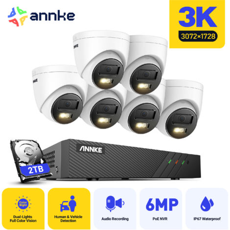 ANNKE 3K 8CH NVR Security System withBuilt-in microphone, AI Human/Vehicle Detection,Waterproof IP67,6 Cameras - 2TB HDD (1/5)
