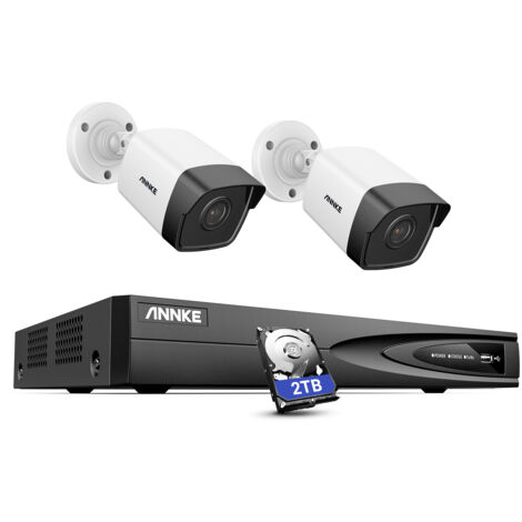 ANNKE 4CH PoE NVR 5MP Super HD IP Security Camera System  H.265+ Audio Record Night Vision IP67 Weatherproof 2Camera CCTV Kit - 2TB HDD (1/5)