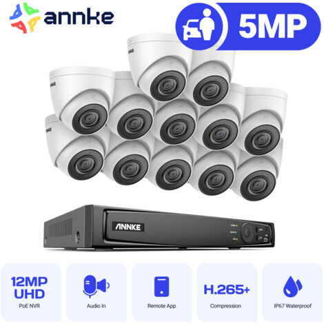 ANNKE 5MP CCTV Kit 16CH NVR 12 Smart Cameras Microphone Night Vision Outdoor Surveillance Camera Kit (1/5)