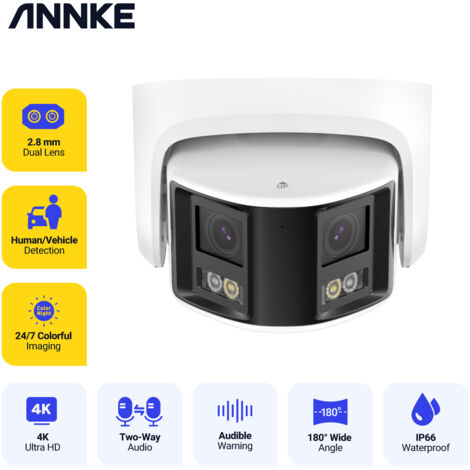 ANNKE 4K POE Outdoor Security Camera 180° Panoramic Dual Lens 2Two-Way Talk CCTV Surveillance Video Camera Color Night Vision