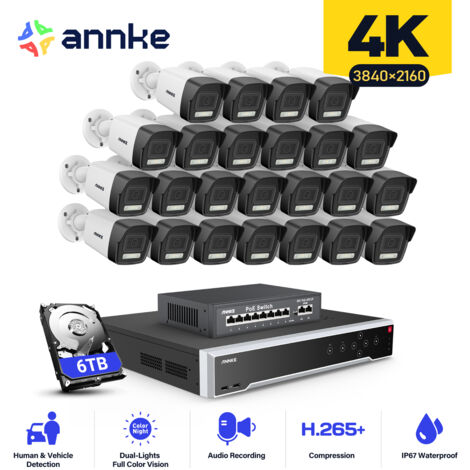 ANNKE 32CH NVR Outdoor Video Surveillance Kit 24×Cameras Email Alert, Night Vision, Motion Detection, Security System Wired Surveillance Camera APP/PC Remote 6TB (1/5)