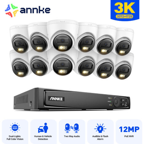 ANNKE 5MP Security Camera System 16CH Outdoor Security System with 12×IP Cameras, Two-Way Audio, IR Night Vision, Intelligent Motion Detection, Email Alert APP/PC Remote (1/5)