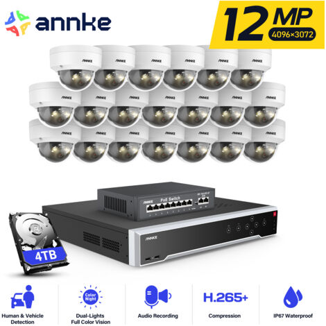 ANNKE 12MP Wired Video Surveillance Kit 32CH NVR 20×Smart Dual Light Cameras Night Vision, Email Alert, Motion Detection APP/PC Remote Outdoor Surveillance Camera 4TB (1/5)