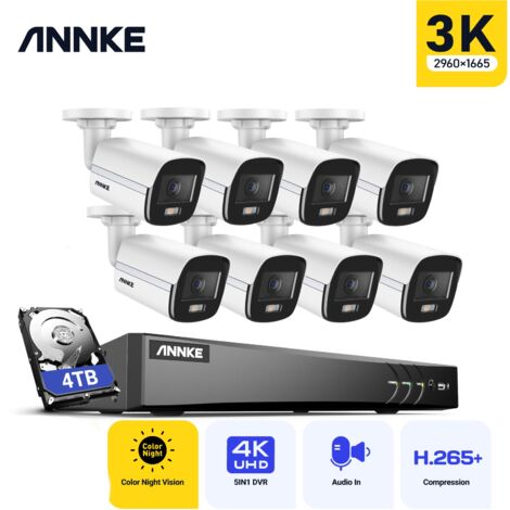 ANNKE Video Surveillance Camera Kit 8CH Outdoor Wired DVR 8 5MP Cameras, Color Night Vision, Built-in Microphone, Remote Access Security System 4TB (1/5)