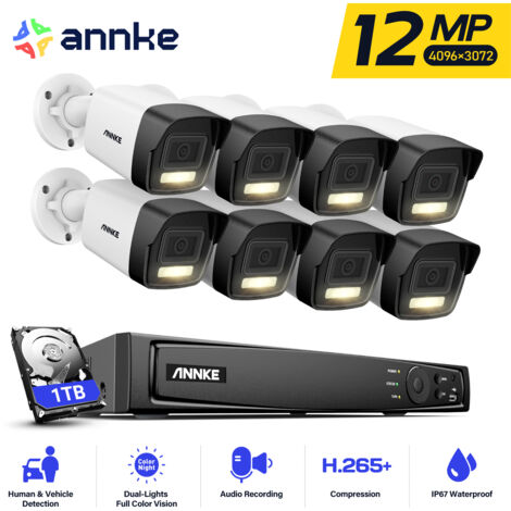 ANNKE 12MP PoE Camera Night Vision Motion Detection Surveillance Kit POE Security Camera - 1TB (1/5)