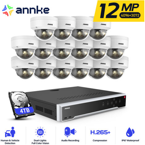 ANNKE 12MP Wired Video Surveillance Kit 32CH NVR 16×Smart Dual Light Cameras Night Vision, Email Alert, Motion Detection APP/PC Remote Outdoor Surveillance Camera 4TB (1/5)