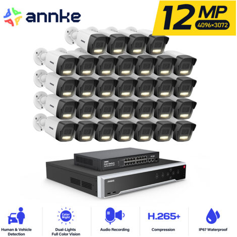 ANNKE 12MP Outdoor Security Camera Kit 32CH NVR 32×Smart Dual-Light Night Vision Cameras, Email Alert, APP/PC Remote PoE Surveillance Camera Kit (1/5)