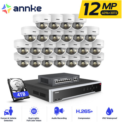 ANNKE 12MP Wired Video Surveillance Kit 32CH NVR 24×Smart Dual Light Cameras Night Vision, Email Alert, Motion Detection APP/PC Remote Outdoor Surveillance Camera 4TB (1/5)