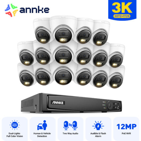 ANNKE 5MP 16CH Outdoor Security System with 16×IP Cameras, Two-Way Audio, IR Night Vision, Intelligent Motion Detection, Email Alert APP/PC Remote (1/5)