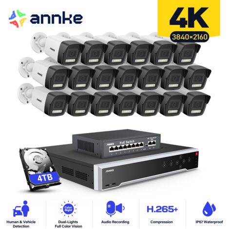 ANNKE 32CH NVR Outdoor Video Surveillance Kit 20×Cameras Email Alert, Night Vision, Motion Detection, Security System Wired Surveillance Camera APP/PC Remote 4TB (1/5)