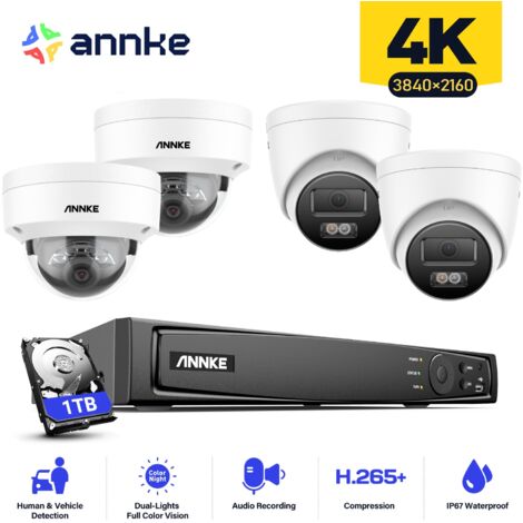 ANNKE 16CH 4K PoE Security Camera System, 8MP 4 Dome + 4 Dome Outdoor Surveillance Camera Night Vision, 1TB (1/5)