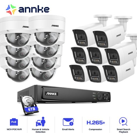 ANNKE Wired Video Surveillance Kit, 16CH NVR with 16X 12MP Color Night Vision Cameras, Motion Detection, 8 Towers + 8 Bullets, 6TB HDD (1/5)