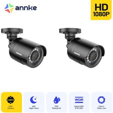 ANNKE 2PCS ANNKE 1080p AHD/TVI/CVI/CVBS Bullet Security Camera, 4-in-1 Outdoor Wired Camera, Security Camera Night Vision (1/5)