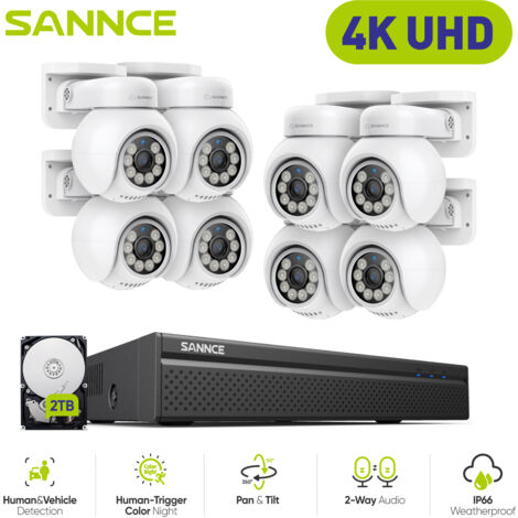 SANNCE 8MP 8 Channel PoE NVR POE Surveillance Kit with 8 CCTV Cameras Indoor Outdoor Security Camera System,2TB HDD (1/5)