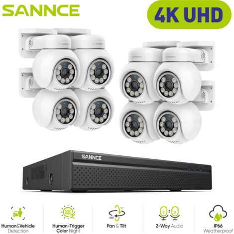 SANNCE 8MP 8 Channel PoE NVR POE Surveillance Kit with 8 CCTV Cameras Indoor Outdoor Security Camera System, No HDD (1/5)