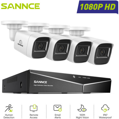 SANNCE Wired CCTV Surveillance Kit 1080P 16CH 4 2MP Bullet Cameras,Security Camera System Remote Access Night Vision (1/5)