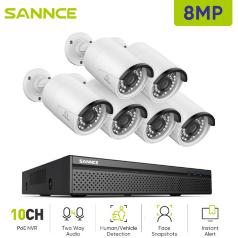 SANNCE 4K Outdoor Surveillance Kit 6 IP Cameras Smart Two-Way Audio IR Night Vision Security Camera System (1/5)