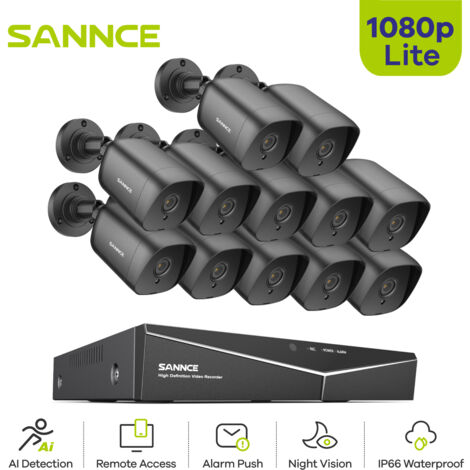 SANNCE 1080P Security Surveillance 16CH DVR Outdoor Night Vision Email Alert Waterproof Remote Monitor CCTV Video Camera System (1/5)