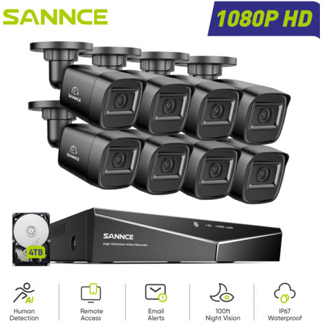 SANNCE Sistema di Sicurezza Cablato Esterni 1080P 16CH 8 Telecamere Accesso Remoto Visione Notturna Kit di Videosorveglianza,4TB HDD (1/5)