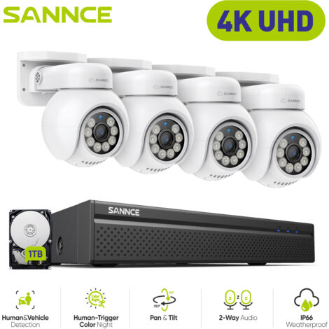 SANNCE 4K Surveillance Kit Color Night Vision Camera Motion Detection CCTV Security System - 1TB HDD (1/5)