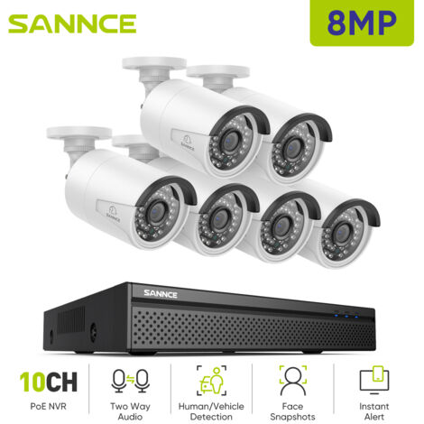 SANNCE 8MP 6 CAMERAS SURVEILLANCE KIT 8CH POE NVR 2-WAY AUDIO SECURITY SYSTEM (1/5)