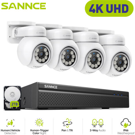 SANNCE 4K Surveillance Kit Color Night Vision Camera Motion Detection CCTV Security System - 2TB HDD (1/5)