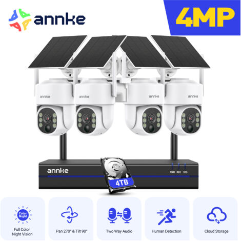 ANNKE 4MP Solar Security Cameras Outdoor Wireless,9000mA Battery for WiFi Camera 4TB (1/5)