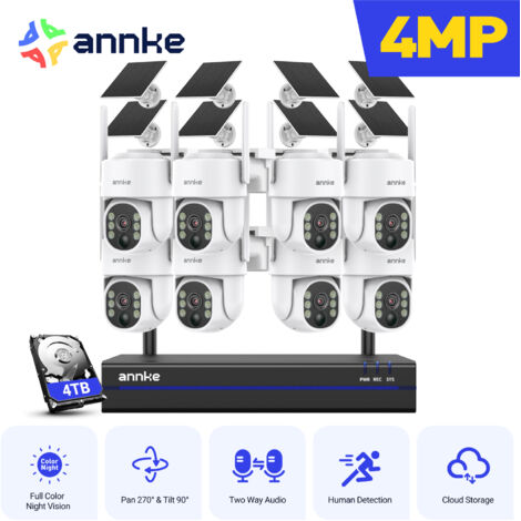 ANNKE 4MP Outdoor Waterproof Network Security Cameras 9000mA Battery for WiFi Camera Nigth Vision 4TB