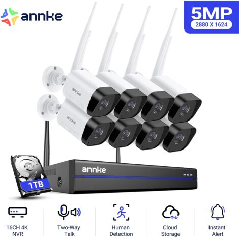 ANNKE 5MP Wireless NVR CCTV System 8 Cameras with Outdoor Night Vision Two-Way Audio 1TB (1/5)