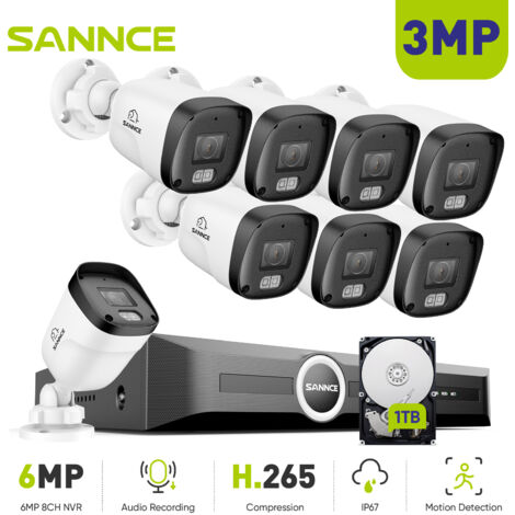 SANNCE 3MP IR Network Bullet Camera with audio input Smart IR 100ft Night Vision IP67 (1/5)