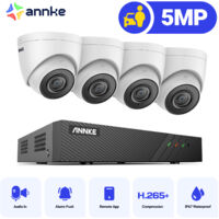 ANNKE 5MP 8CH PoE Security System 4 Turret Cameras Built-in Mic CCTV Video Surveillance - NO HDD