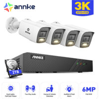 ANNKE Outdoor Video Surveillance Kit 4×5MP IP Cameras 2-Way Audio, Motion Detection, Color Night Vision, APP/PC Remote POE Video Surveillance 2TB