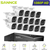 SANNCE 1080P 16CH Wired CCTV Camera System 16x 2MP Bullet Cameras 2MP,Security Camera System Remote Access Night Vision