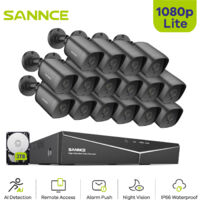 SANNCE 16CH Security Camera System 1080P DVR Smart IR Night Vision Waterproof CCTV Surveillance System Remote Access - 2TB HDD