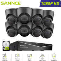 SANNCE 1080P Wired Surveillance Camera Kit 16CH 8 Turret Cameras 2MP, Wired Security Camera System Night Vision Remote Access, 2TB HDD