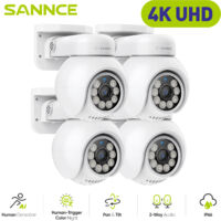 SANNCE 4K PoE Smart Vehicle Detection Security IP Camera Two-Way Audio,4PCS