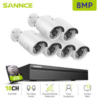 SANNCE 4K Outdoor Video Surveillance Kit 6 IP Cameras Smart Two-Way Audio IR Night Vision Security Camera System 4TB