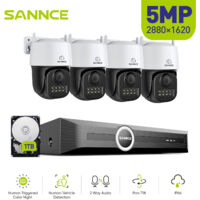 SANNCE 5MP 4 Channel PoE Security System,PT IP Cameras, S+265., AI Human & Vehicle Detection, Smart Playback, Smart Notification with Image Attached 1TB