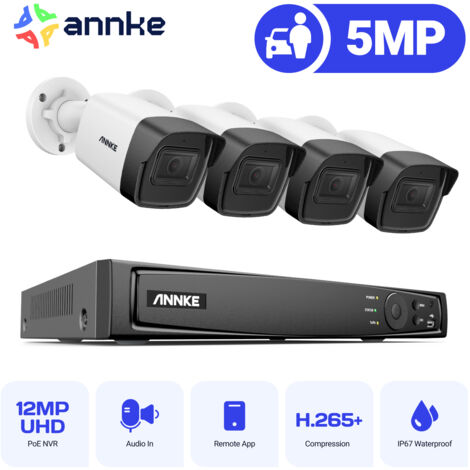 ANNKE 8CH Überwachungskamera Set NVR 4× 5MP Kamera Nachtsicht Bewegungserkennung Fernzugriff Videoüberwachungssets (1/5)