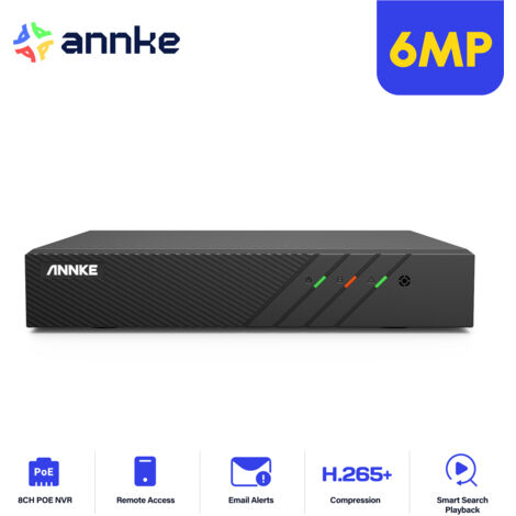 ANNKE PoE 6MP H.265+ NVR,8 Kanal Überwachungskamera,Videoaufzeichnung für 4MP, 5MP, 6MP HD IP Kameras,0TB HDD (1/5)