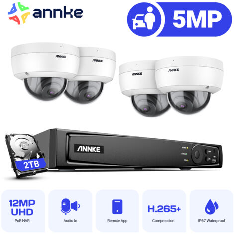 ANNKE H500 PoE Videoüberwachungsset 6MP NVR 4x5MP IP Kameras Außenkamerasystem IP67 wetterfest Nachtsicht, 2TB (1/5)
