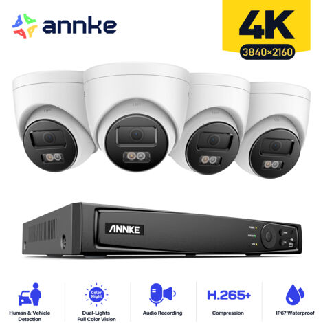 ANNKE 8CH NVR Videoüberwachungsset 4×8MP Smart Kameras Dual Light Turret Kamera Fernzugriff Sicherheits Überwachungs Kameras System (1/5)
