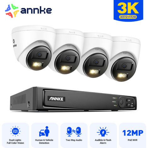 ANNKE 5MP Überwachungskamera Set Aussen,8CH NVR 4×Kamera Intelligente Dual Licht,2 WegeAudio,Nachtsicht, Bewegungserkennung, Videoüberwachungsset APP/PC Fernzugriff (1/5)