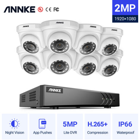 ANNKE 8CH VIDEOÜBERWACHUNGSSET 8×1080P SMART IR NACHTSICHT WASSERDICHT FERNZUGRIFF CCTV KAMERA SYSTEM (1/5)