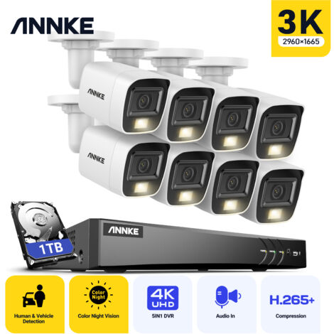 ANNKE 8-Kamera Überwachungsset Mit 4K NVR - 5MP WLAN Kameras Mit Farbnachtsicht & Personenerkennung