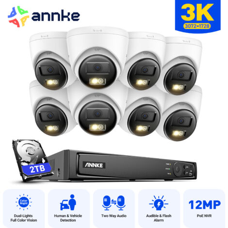ANNKE 5MP Kit de Vidéosurveillance Exterieure 16CH avec 8×Caméras IP,Audio Bidirectionnel,IR Vision Nocturne,Intelligente Détection Mouvement,Alerte Email APP/PC à Distance 2TB (1/5)