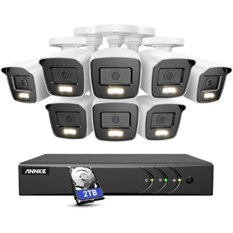 ANNKE 8 Kanal Überwachungskamera Set Außenbereich,8 1080P kamera Nachtsichtkameras Bewegungserkennung, Fernzugriff,2TB HDD