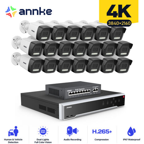 ANNKE 32 Kanal Überwachungskamera Aussen Set mit 20 PoE IP Kamera Nachtsicht, Bewegungserkennung, IP67 (1/5)